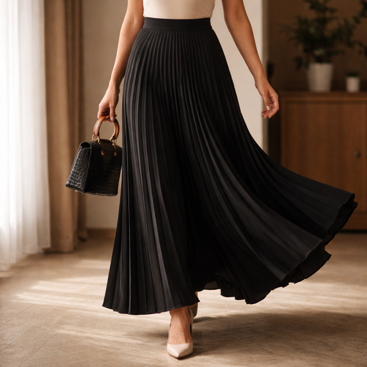 Simona | Women's Pleated A-Line Skirt-Omni Prime Goods