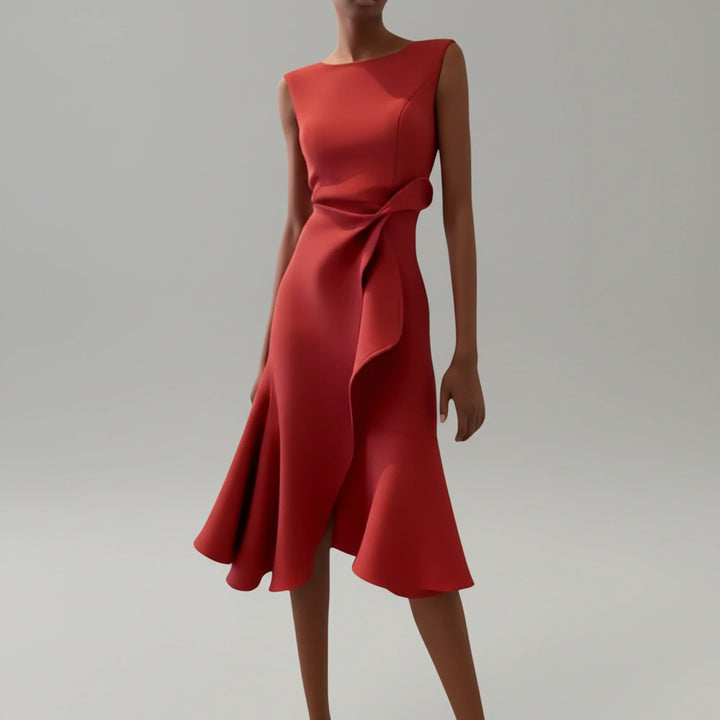 Elegant Sleeveless A-Line Midi Dress for Women