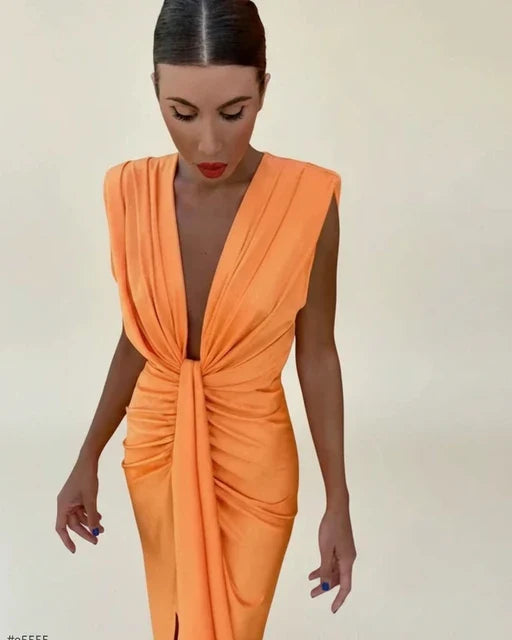 Elegant Women's Sleeveless Midi Dress for Evening Events