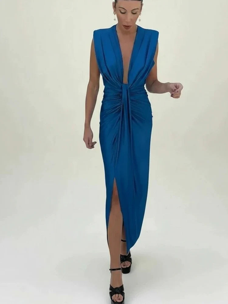 Elegant Women's Sleeveless Midi Dress for Evening Events