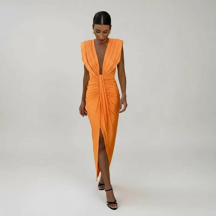 Elegant Women's Sleeveless Midi Dress for Evening Events