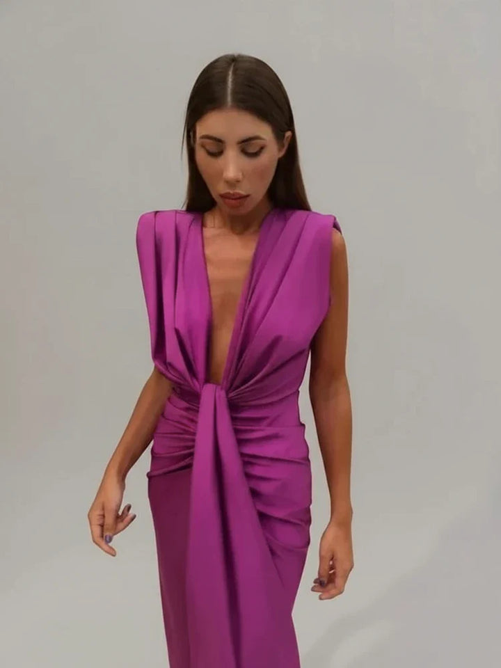 Elegant Women's Sleeveless Midi Dress for Evening Events
