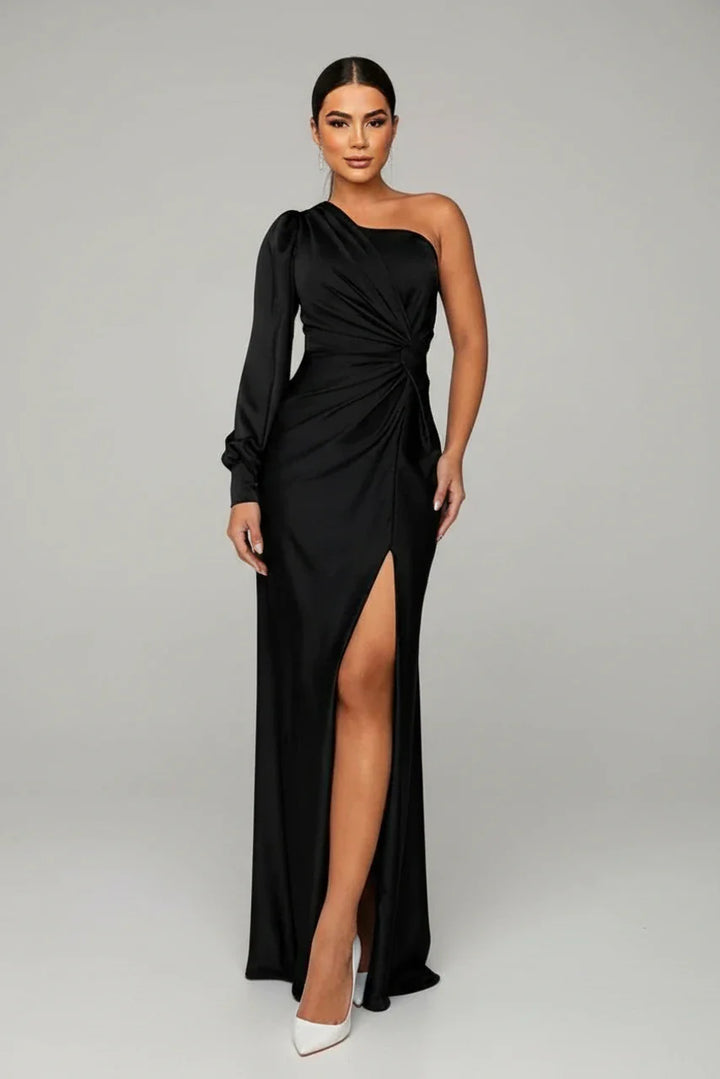 Elegant One Shoulder Slit Maxi Dress for Women