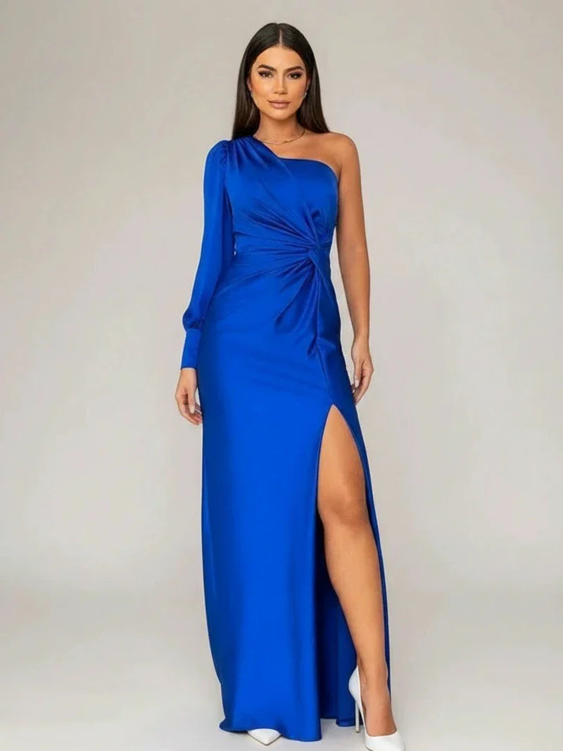 Elegant One Shoulder Slit Maxi Dress for Women