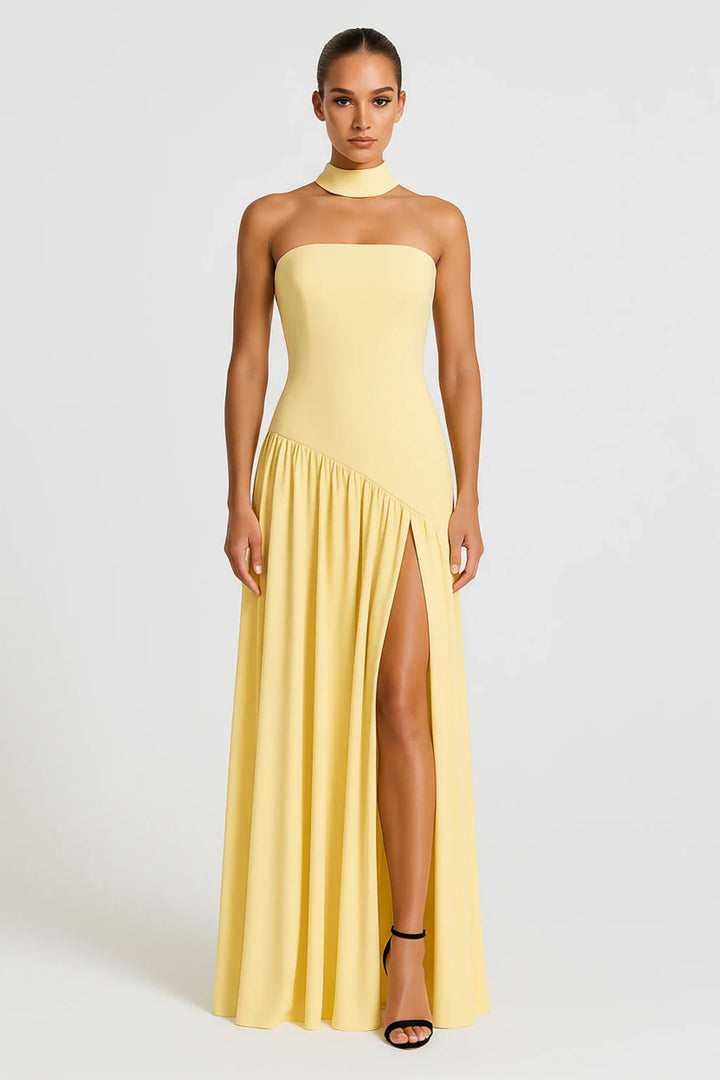 Sophia | Women's Slit Strapless Maxi Dress