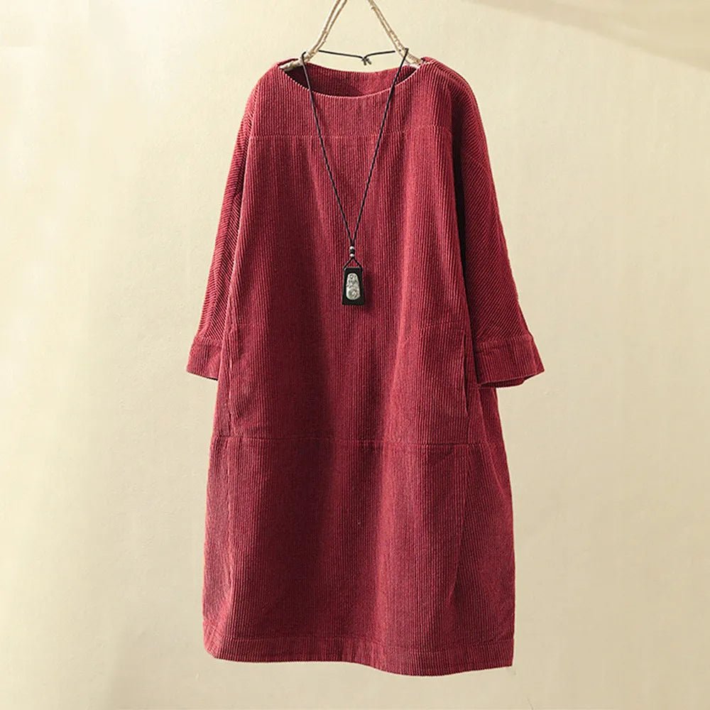 Sofia | Women's Long Sleeve A-Line Midi Dress for Effortless Style-Omni Prime Goods