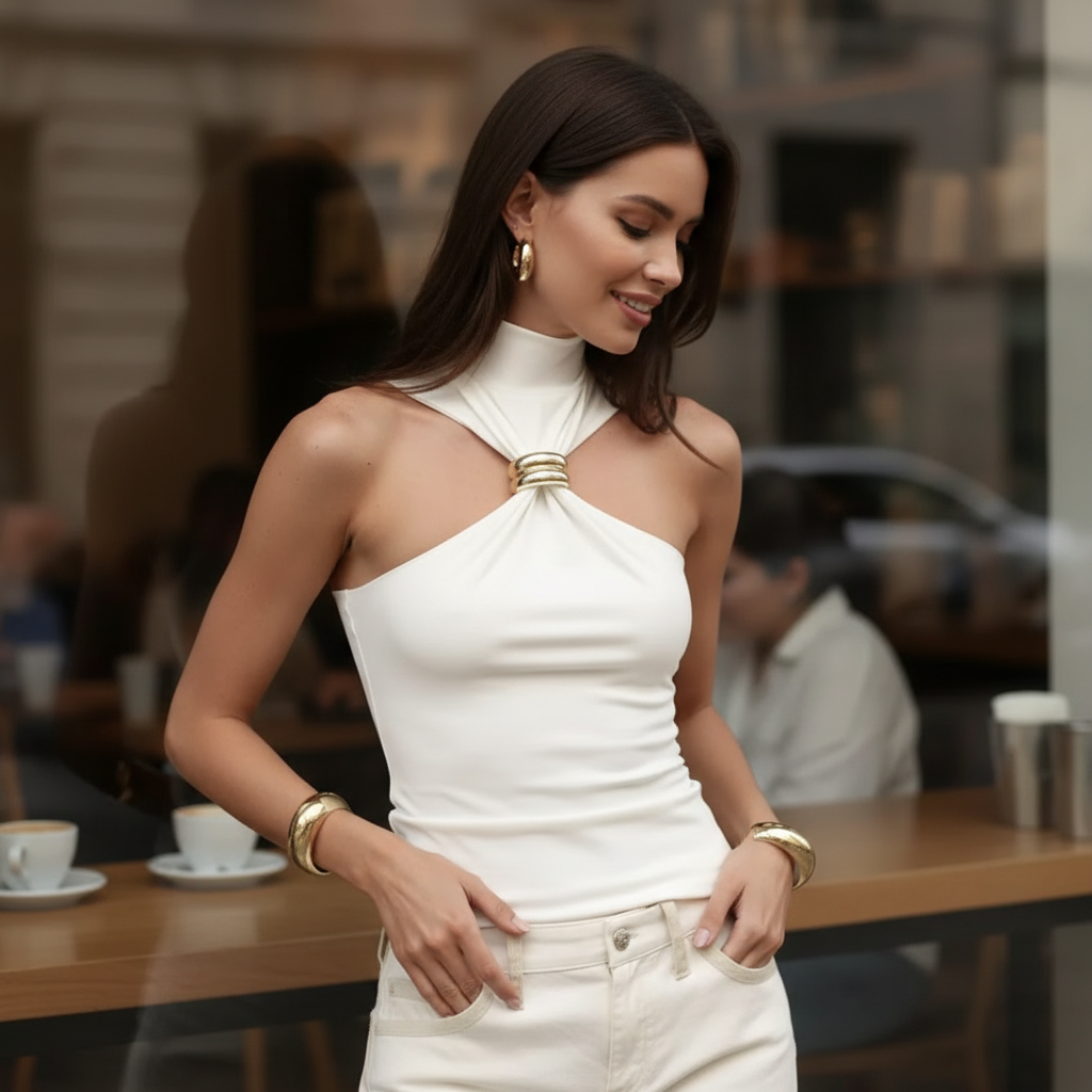 Sofia | Women's Sleeveless Turtleneck Top-Omni Prime Goods