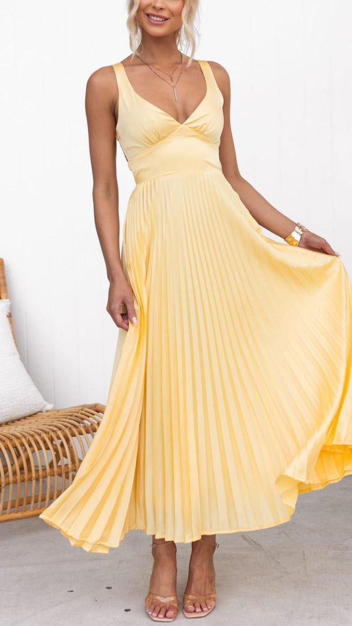 Solaria | Women's Pleated Midi Dress - Sun Yellow