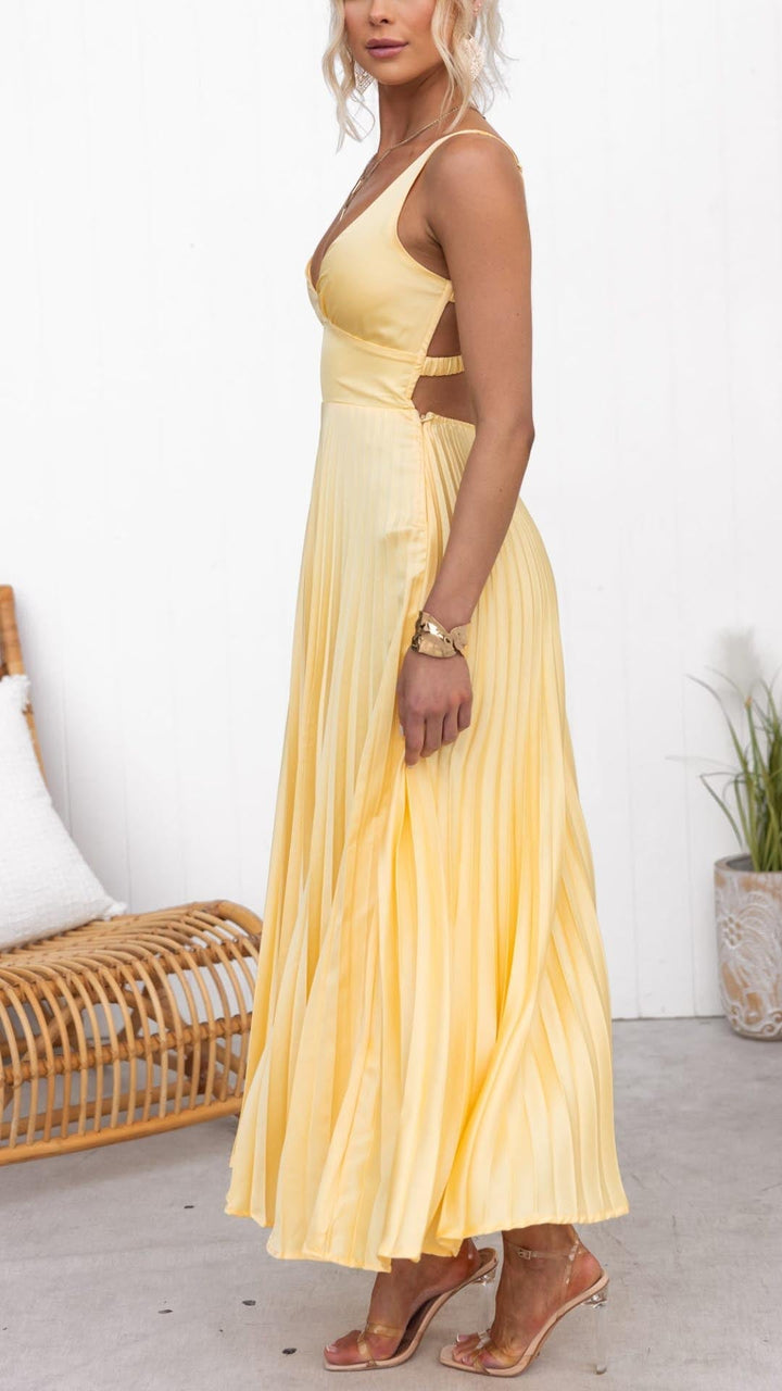 Solaria | Women's Pleated Midi Dress - Sun Yellow