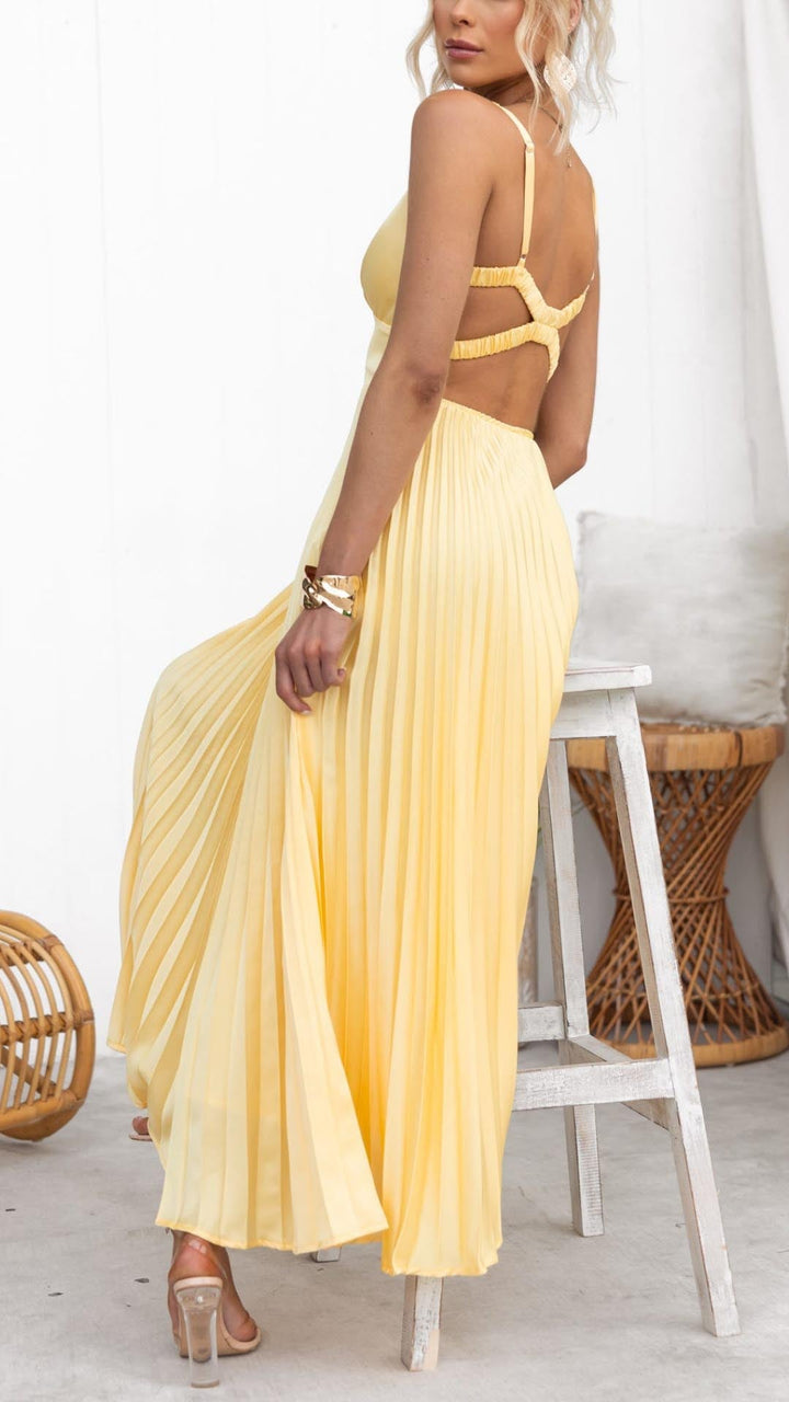 Solaria | Women's Pleated Midi Dress - Sun Yellow