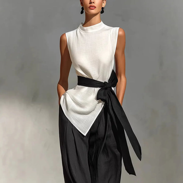 Sophia | Women's Contrast Waist Jumpsuit-Omni Prime Goods