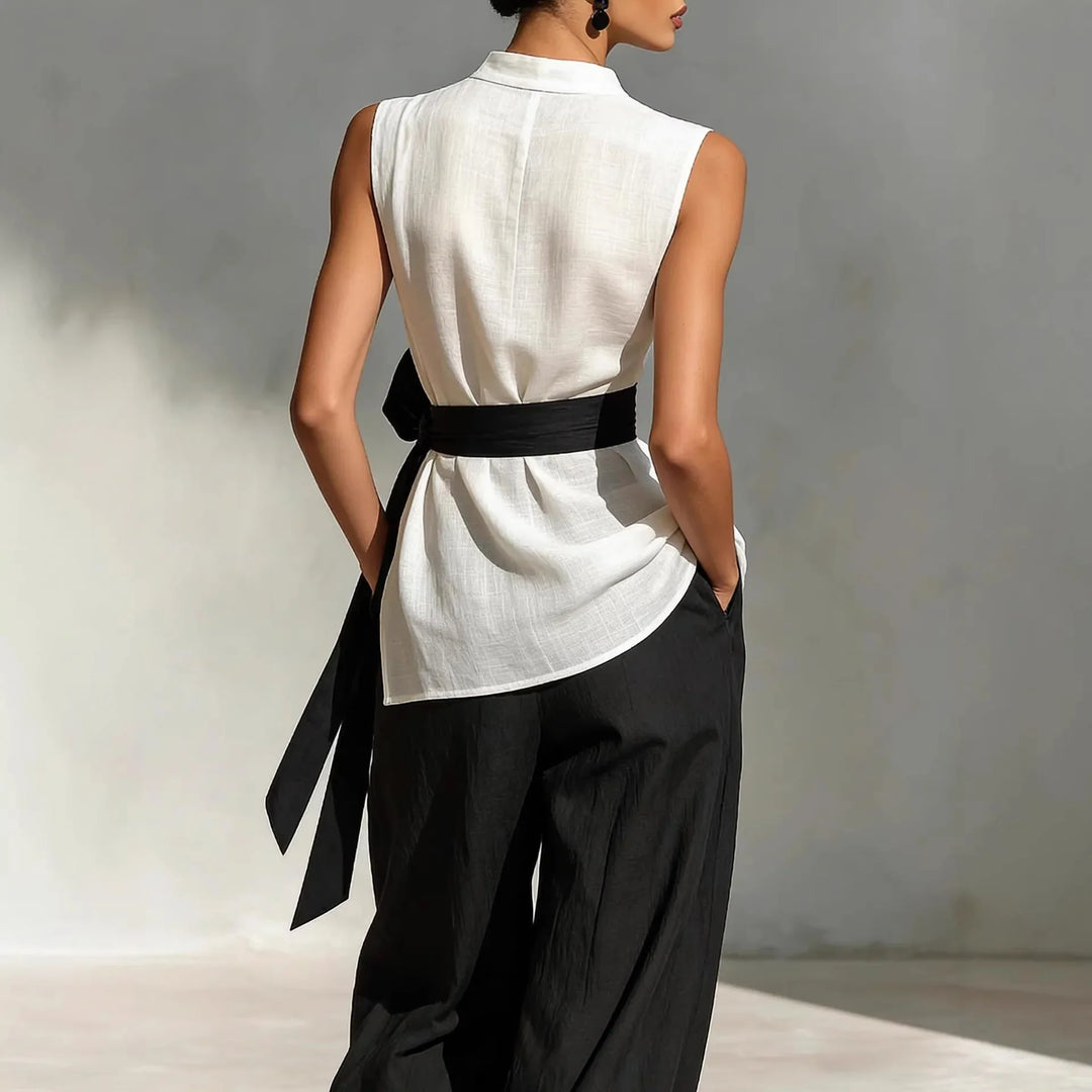 Sophia | Women's Contrast Waist Jumpsuit-Omni Prime Goods