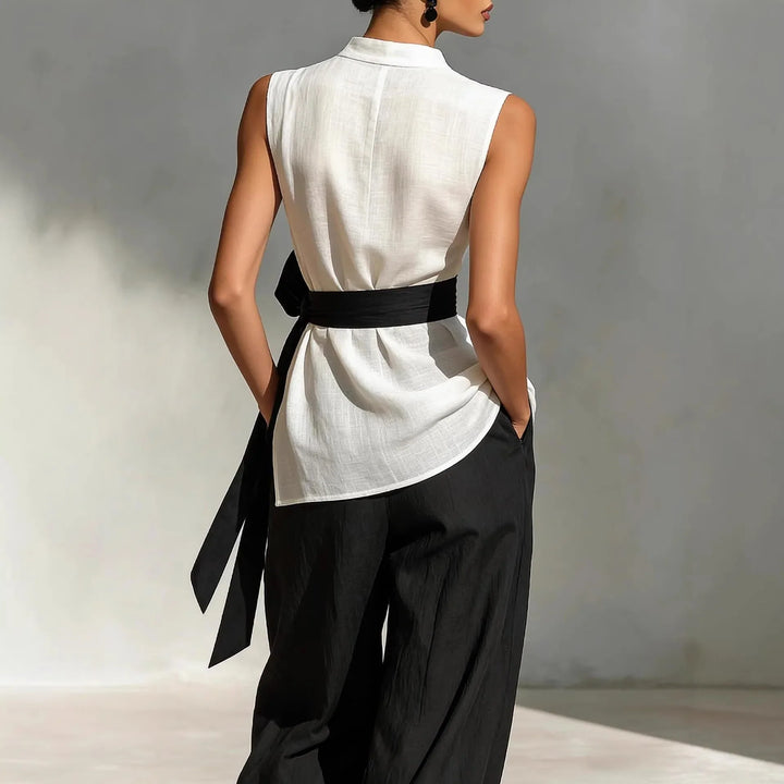 Sophia | Women's Contrast Waist Jumpsuit-Omni Prime Goods