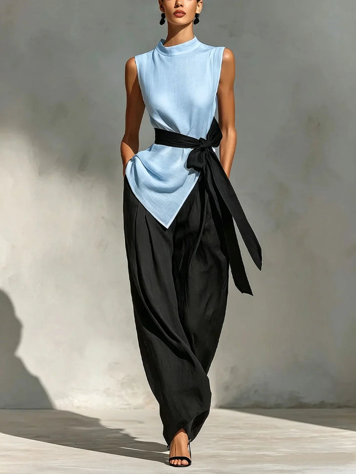 Sophia | Women's Contrast Waist Jumpsuit-Omni Prime Goods