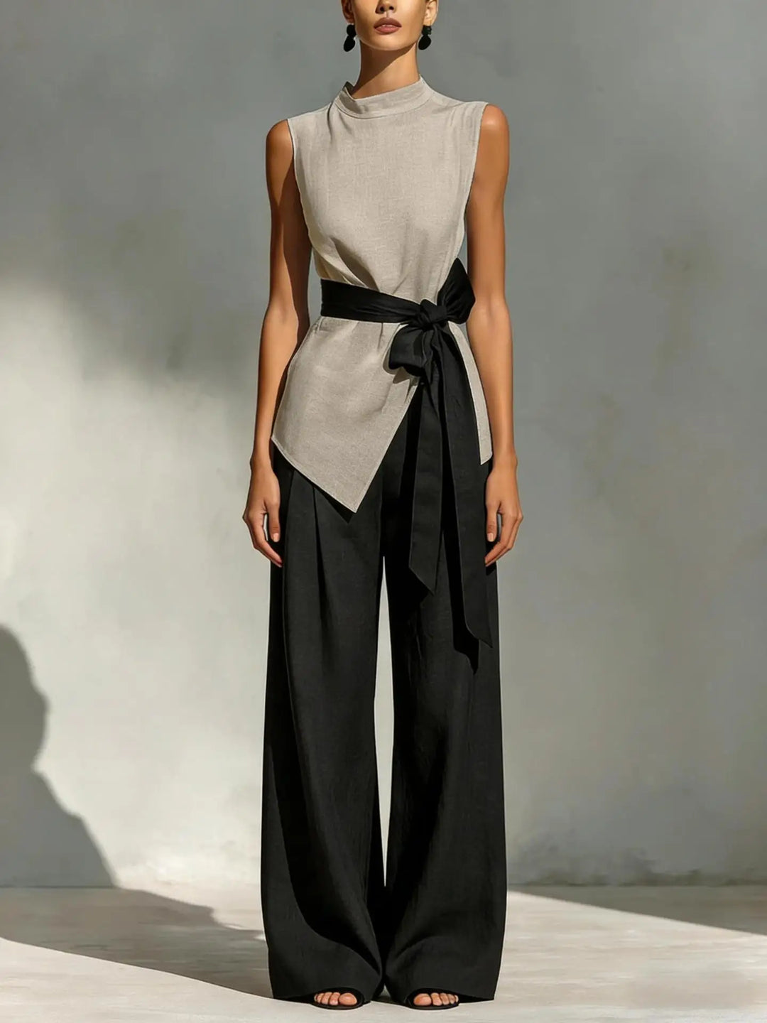 Sophia | Women's Contrast Waist Jumpsuit-Omni Prime Goods