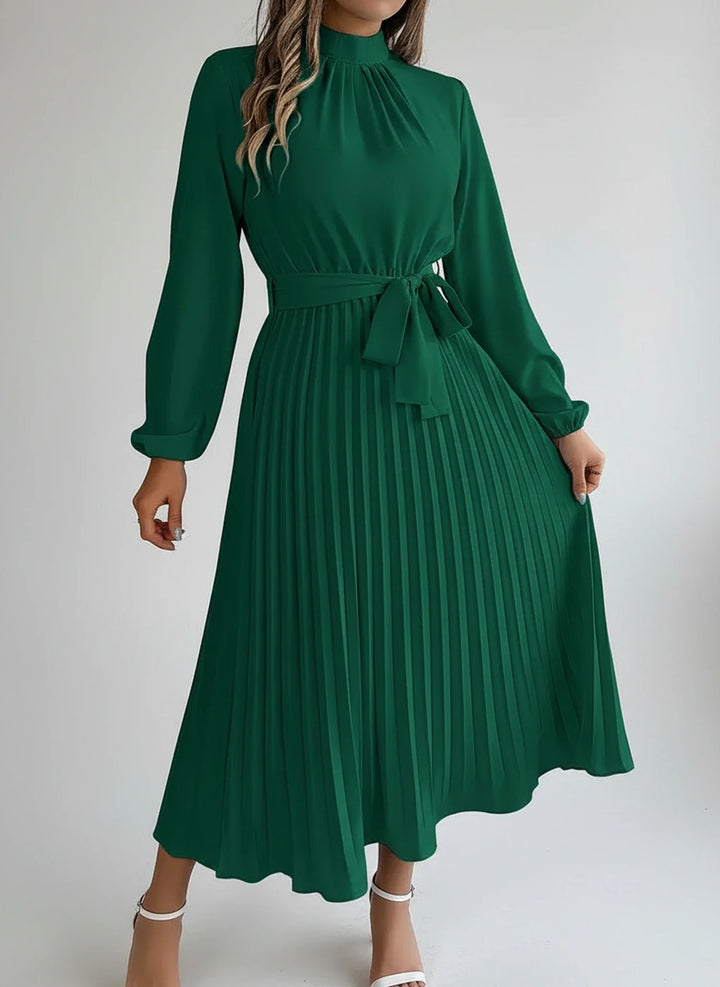 Sophia | Women's Long Sleeve A-Line Midi Dress-Omni Prime Goods