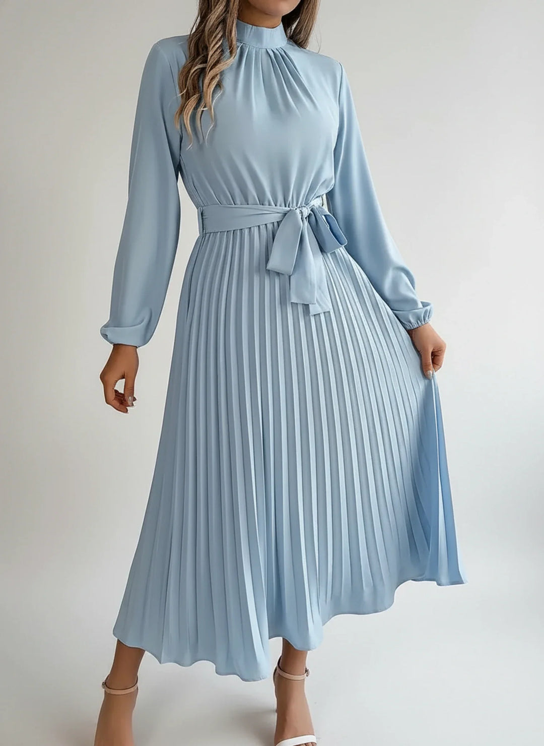 Sophia | Women's Long Sleeve A-Line Midi Dress-Omni Prime Goods