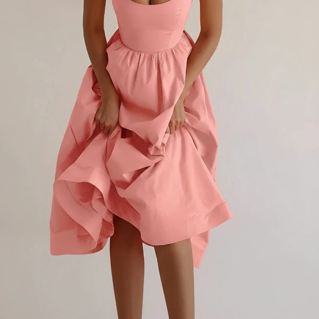 Elegant Women's Spaghetti Strap A-Line Midi Dress
