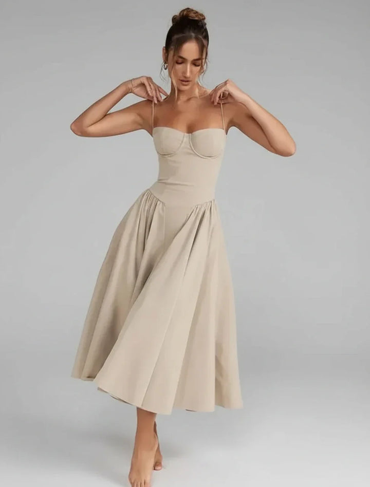 Sophia | Women's Spaghetti Strap A-Line Midi Dress