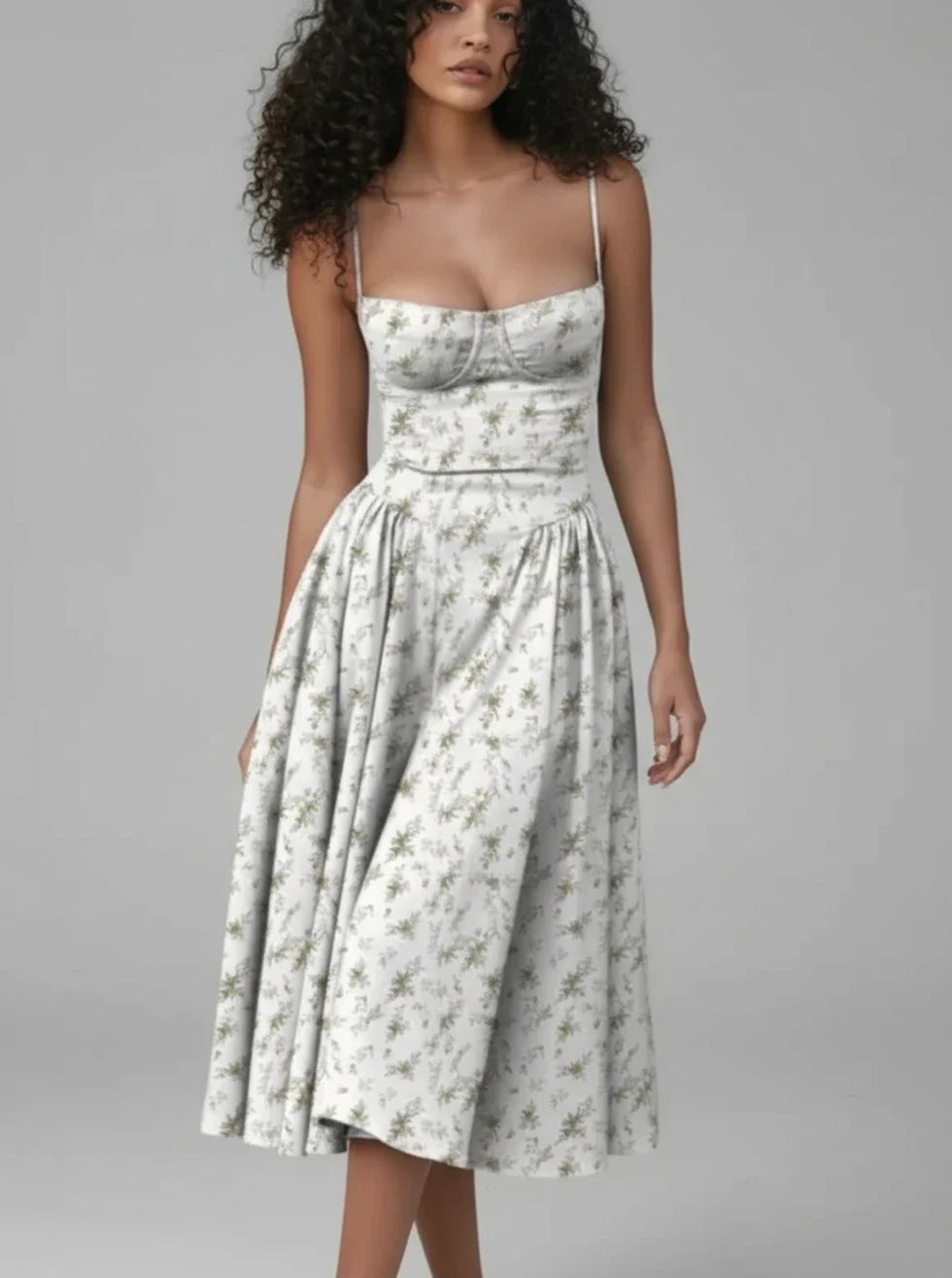 Sophia | Women's Spaghetti Strap A-Line Midi Dress