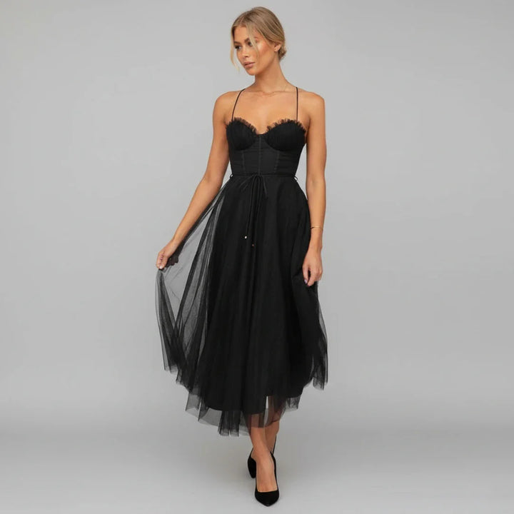 Sophia | Women's Spaghetti Strap A-Line Midi Dress