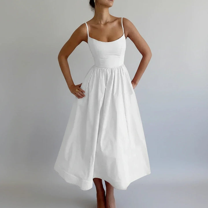Elegant Women's Spaghetti Strap A-Line Midi Dress