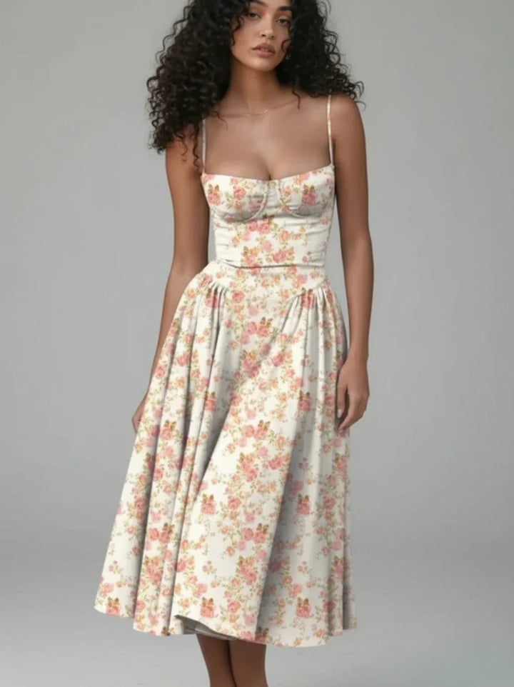 Sophia | Women's Spaghetti Strap A-Line Midi Dress