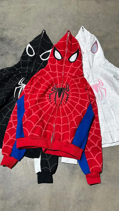 Spider Print Hoodie Hip Hop Style For Autumn Winter Wear