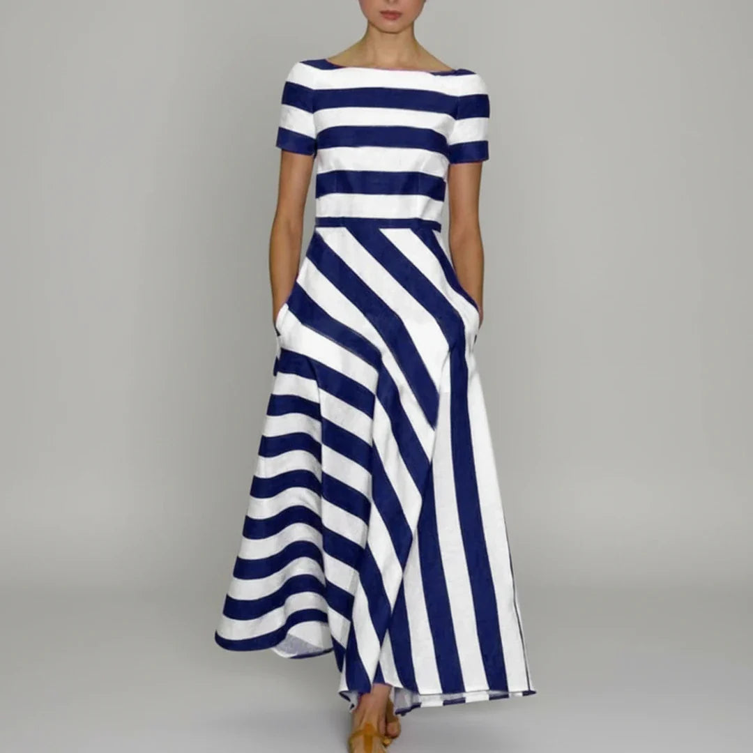 Sarah | Women's Striped A-Line Midi Dress for Effortless Style