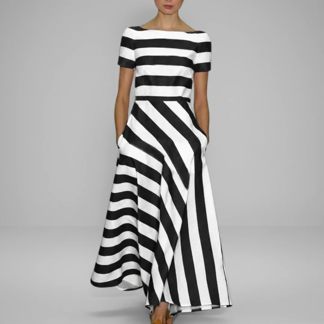 Sarah | Women's Striped A-Line Midi Dress for Effortless Style