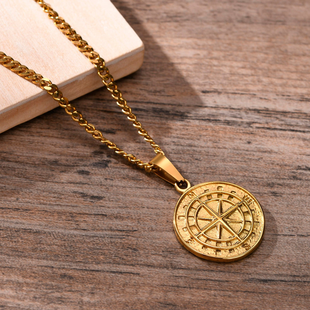 Stylish Steel Compass Pendant Necklace for Adventurers-Omni Prime Goods
