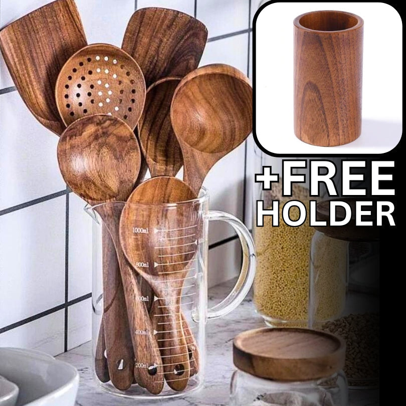 Artisan Teakwood Cooking Utensil Set-Omni Prime Goods