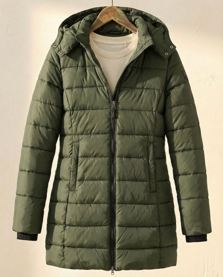 Women's Warm Quilted Puffer Winter Jacket with Hood