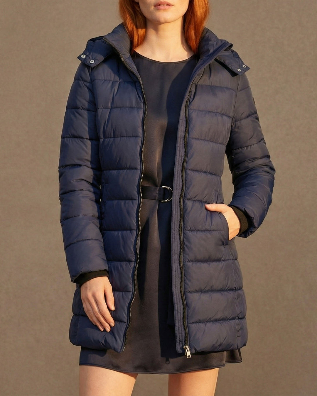 Women's Warm Quilted Puffer Winter Jacket with Hood