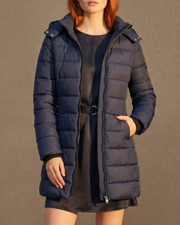 Women's Warm Quilted Puffer Winter Jacket with Hood