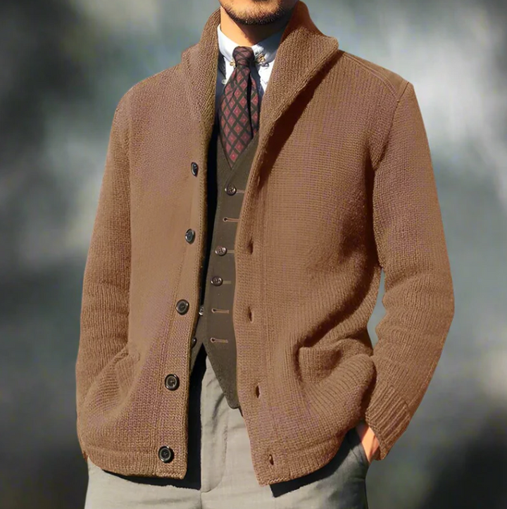 Men's Classic Knitted Jacket with Buttons