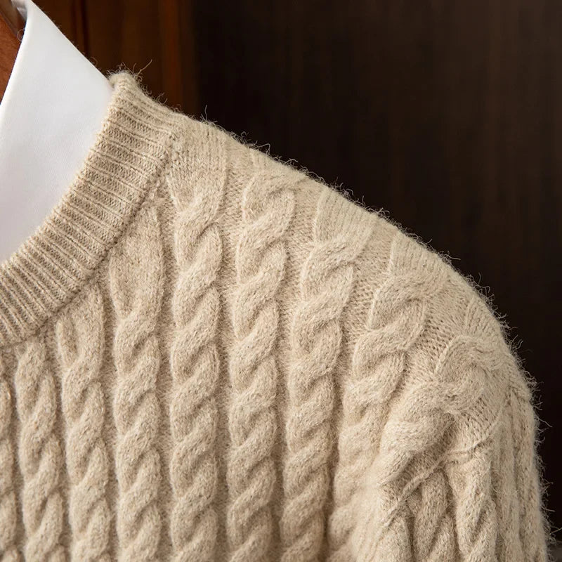 Men's Wool Blend Cable Knit Sweater