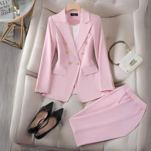 Women's Elegant Stretch Fitted Pantsuit