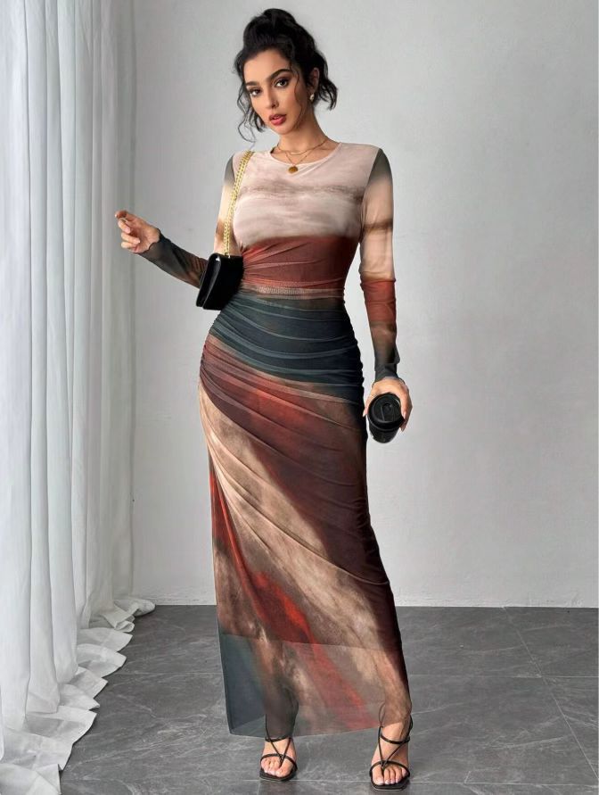 Tatum | Women's Long Sleeve Bodycon Maxi Dress-Omni Prime Goods