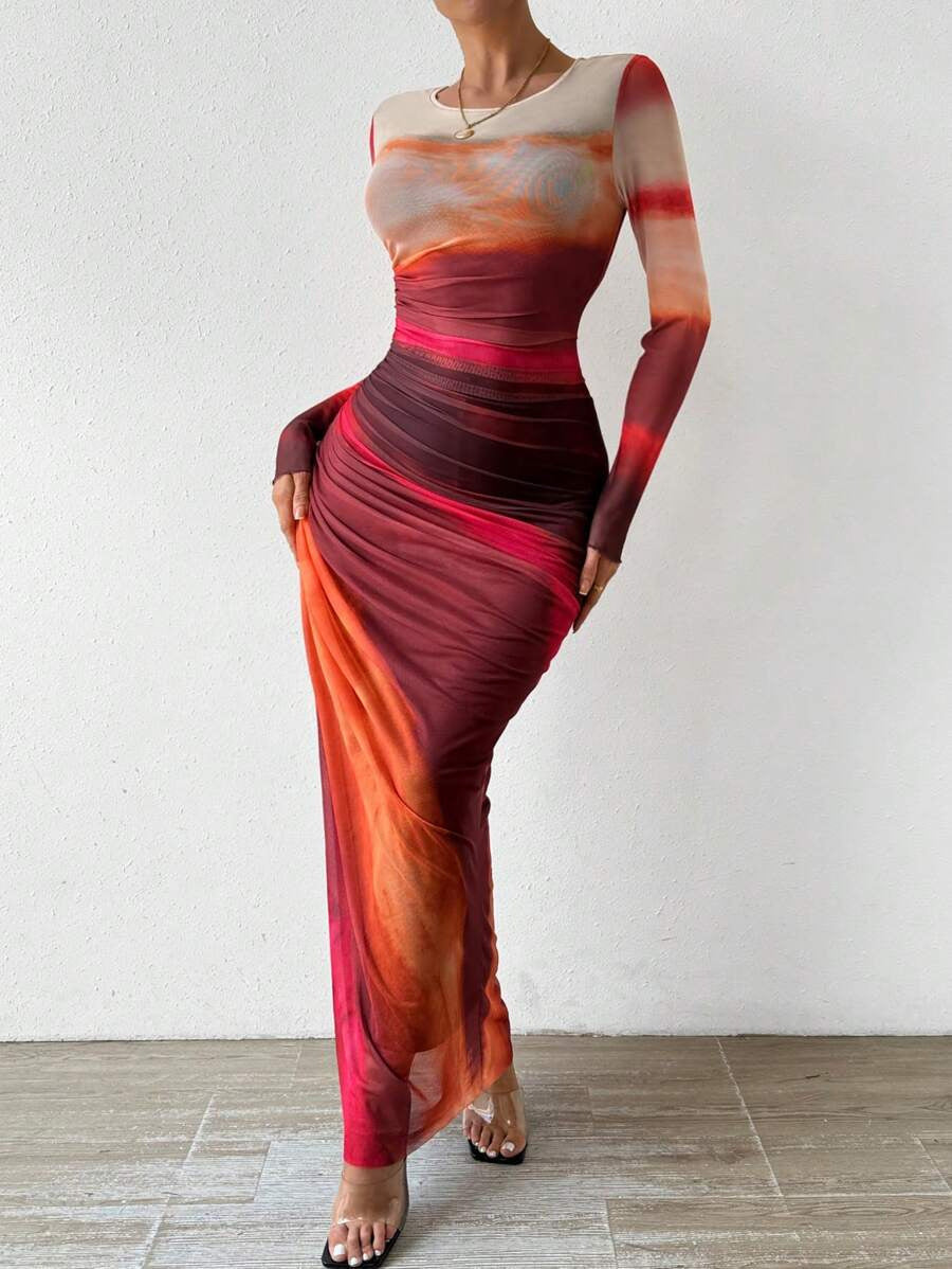 Tatum | Women's Long Sleeve Bodycon Maxi Dress-Omni Prime Goods