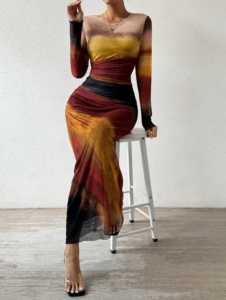 Tatum | Women's Long Sleeve Bodycon Maxi Dress-Omni Prime Goods