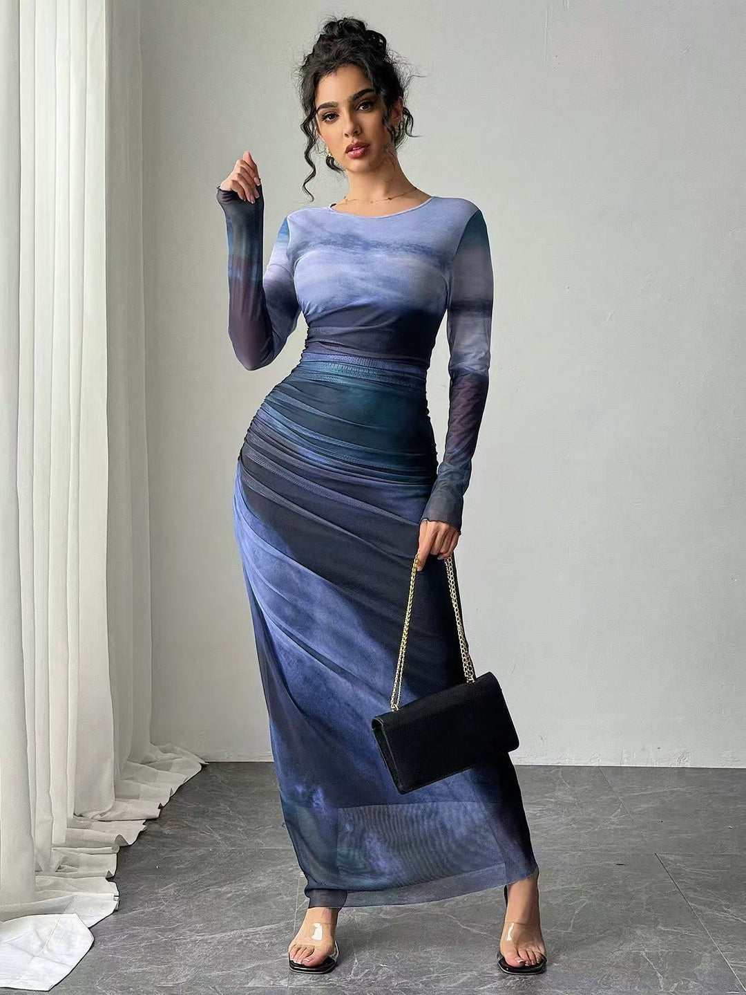 Tatum | Women's Long Sleeve Bodycon Maxi Dress-Omni Prime Goods