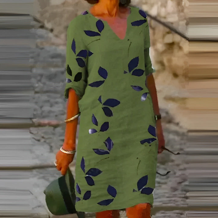 Tessa | Women's V-Neck A-Line Midi Dress-Omni Prime Goods