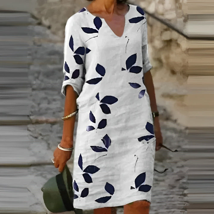 Tessa | Women's V-Neck A-Line Midi Dress-Omni Prime Goods