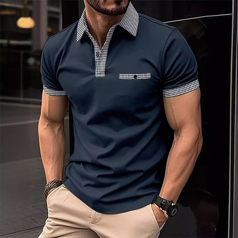 Theodore | Men's Stylish Contrast Collar Polo Shirt-Omni Prime Goods