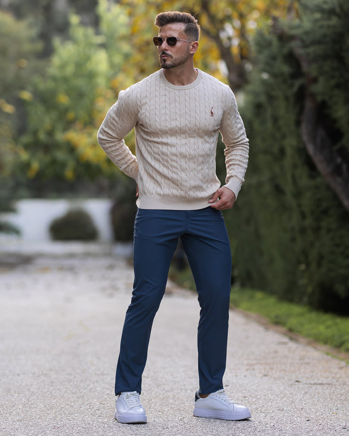 Men's Cable Knit Cotton Pullover Sweater