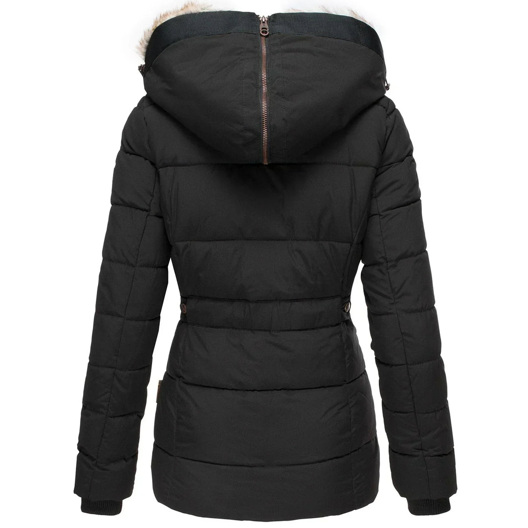 Women's Stylish Winter Coat with Fur Hood