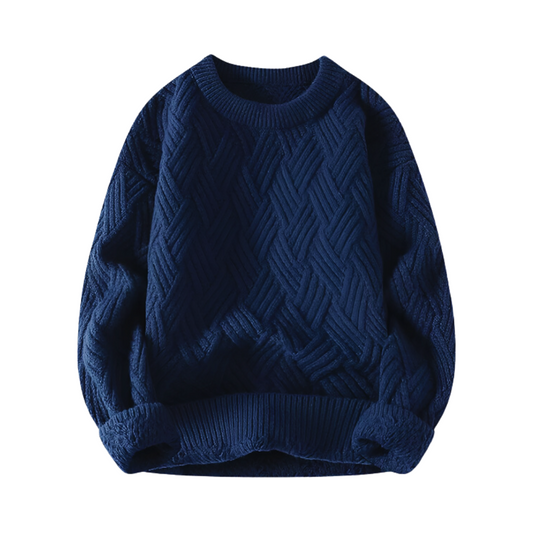 Men's Wool Blend Cable Knit Sweater with Classic Cable Pattern