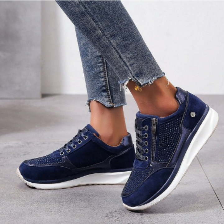 Brianna | Stylish Lace-Up Women's Sneakers with Side Zipper | Wedge Heel