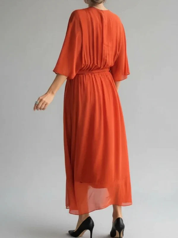 Elegant Women's V-Neck Wrap Midi Dress for Any Occasion
